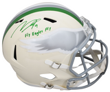 MAKAI LEMON SIGNED PHILADELPHIA EAGLES FULL SIZE RETRO HELMET W/ FLY EAGLES FLY