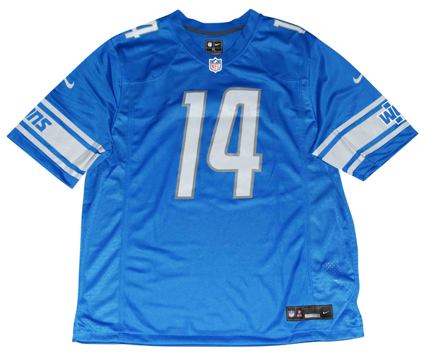 AMON-RA ST BROWN SIGNED DETROIT LIONS #14 NIKE BLUE JERSEY BECKETT W/ SUN GOD