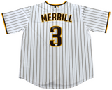 JACKSON MERRILL SIGNED SAN DIEGO PADRES #3 WHITE NIKE JERSEY MLB AUTH