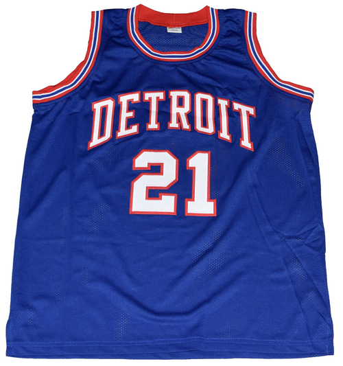 DAVE BING AUTOGRAPHED DETROIT PISTONS #21 BLUE BASKETBALL JERSEY BECKETT