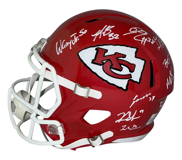 PATRICK MAHOMES TRAVIS KELCE ANDY REID CHIEFS SUPER BOWL LVII TEAM SIGNED HELMET