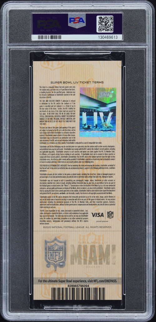 PATRICK MAHOMES SIGNED SUPER BOWL LIV 54 GOLD TICKET CHIEFS 49ERS PSA 9 AUTO