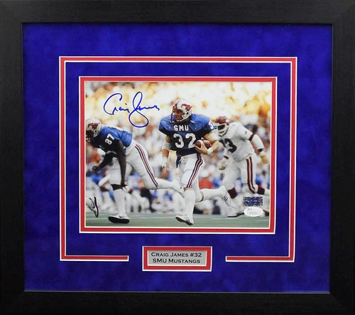 CRAIG JAMES AUTOGRAPHED SMU MUSTANGS 8x10 FRAMED PHOTO COA