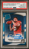 PATRICK MAHOMES SIGNED 2017 PANINI DONRUSS OPTIC RATED ROOKIE RC AUTO PSA 8