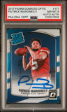 PATRICK MAHOMES SIGNED 2017 PANINI DONRUSS OPTIC RATED ROOKIE RC AUTO PSA 8