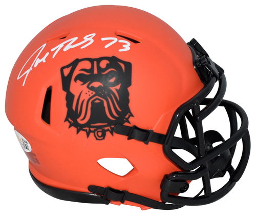 JOE THOMAS AUTOGRAPHED CLEVELAND BROWNS RAVE SPEED MINI HELMET JSA