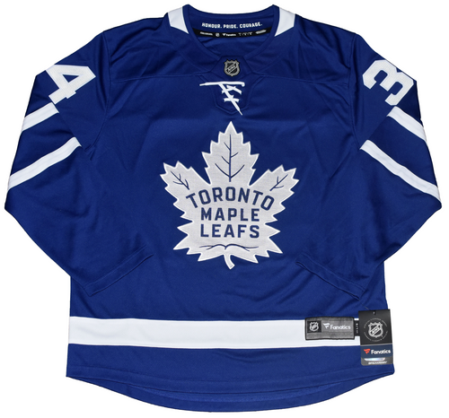AUSTON MATTHEWS SIGNED TORONTO MAPLE LEAFS #34 BLUE JERSEY W/ PAPI INSC