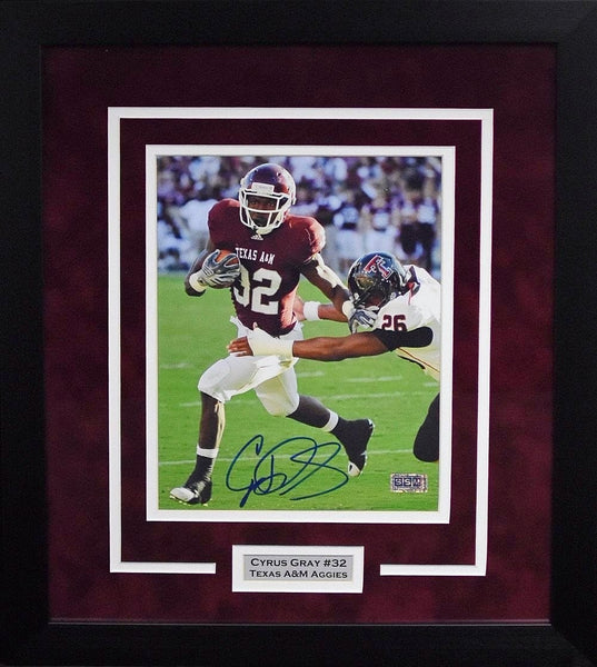 CYRUS GRAY AUTOGRAPHED TEXAS A&M AGGIES 8x10 FRAMED PHOTO COA