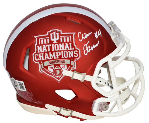 AIDEN FISHER SIGNED INDIANA HOOSIERS 2025 NATIONAL CHAMPIONS MINI HELMET BECKETT