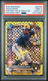 JESUS MADE SIGNED 2025 BOWMAN CHROME 1ST RC YELLOW X-FRACTOR /75 PSA 9 AUTO 10