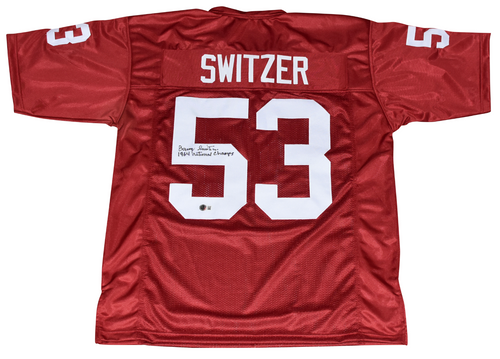 BARRY SWITZER SIGNED ARKANSAS RAZORBACKS #53 JERSEY W/ 1964 NATIONAL CHAMPS