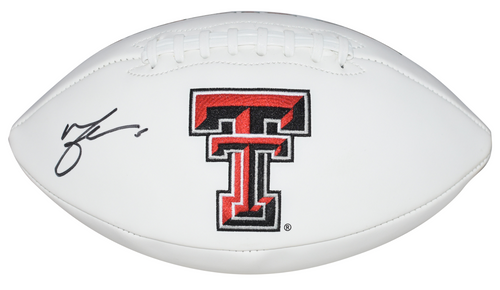 MICHAEL CRABTREE SIGNED TEXAS TECH RED RAIDERS WHITE LOGO FOOTBALL BECKETT