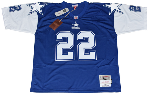 EMMITT SMITH SIGNED DALLAS COWBOYS #22 THROWBACK MITCHELL & NESS JERSEY BECKETT