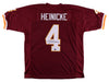 TAYLOR HEINICKE SIGNED WASHINGTON REDSKINS COMMANDERS #4 BURGUNDY JERSEY BECKETT