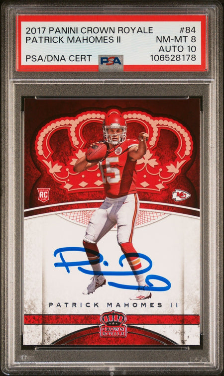 PATRICK MAHOMES SIGNED 2017 PANINI ROOKIES & STARS #201 RC PSA GEM 10 AUTO 10