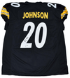 KALEB JOHNSON SIGNED PITTSBURGH STEELERS #20 BLACK GAME CUT JERSEY BECKETT