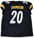 KALEB JOHNSON SIGNED PITTSBURGH STEELERS #20 BLACK GAME CUT JERSEY BECKETT