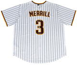 JACKSON MERRILL SIGNED SAN DIEGO PADRES #3 WHITE NIKE JERSEY W/ SLAM DIEGO