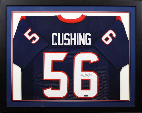 BRIAN CUSHING AUTOGRAPHED HOUSTON TEXANS #56 FRAMED JERSEY JSA