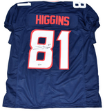 JAYDEN HIGGINS AUTOGRAPHED HOUSTON TEXANS #81 NAVY GAME CUT JERSEY BECKETT