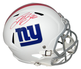 SAQUON BARKLEY SIGNED NEW YORK GIANTS FLAT WHITE FULL SIZE SPEED HELMET BECKETT