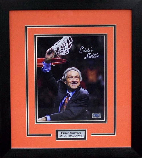 EDDIE SUTTON AUTOGRAPHED OKLAHOMA STATE COWBOYS 8x10 FRAMED PHOTO COA
