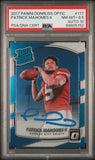 PATRICK MAHOMES SIGNED 2017 PANINI DONRUSS OPTIC RATED ROOKIE RC PSA 8.5 AUTO 10