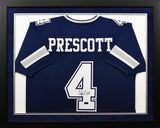 DAK PRESCOTT AUTOGRAPHED DALLAS COWBOYS #4 NAVY FRAMED JERSEY JSA