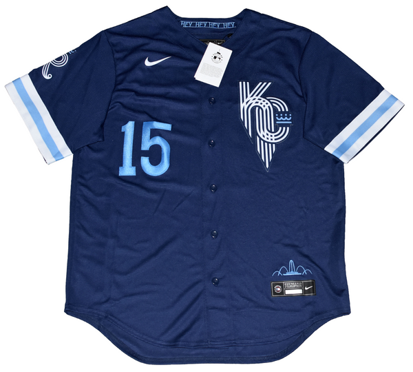 PATRICK MAHOMES AUTOGRAPHED KANSAS CITY ROYALS #15 NAVY NIKE JERSEY BECKETT