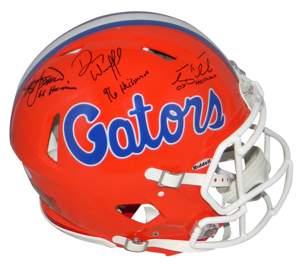 TIM TEBOW STEVE SPURRIER DANNY WUERFFEL SIGNED FLORIDA GATORS AUTHENTIC HELMET
