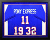 ERIC DICKERSON & CRAIG JAMES SIGNED SMU MUSTANGS PONY EXPRESS FRAMED JERSEY