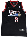 ALLEN IVERSON SIGNED PHILADELPHIA 76ERS #3 BLACK ADIDAS SWINGMAN JERSEY JSA