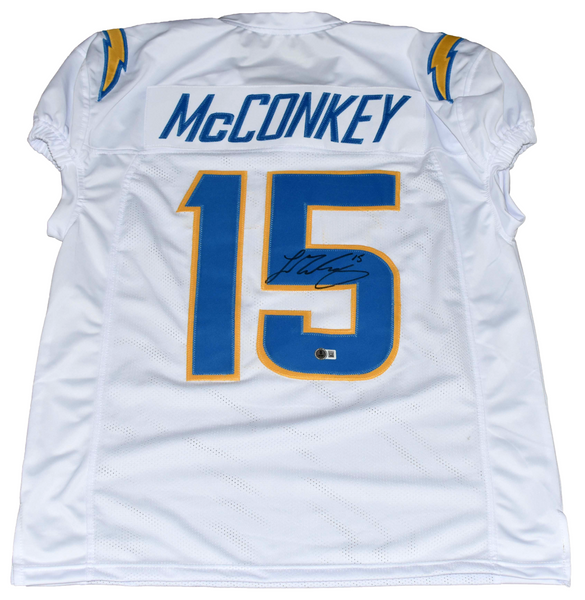 LADD McCONKEY SIGNED LOS ANGELES CHARGERS #15 WHITE GAME CUT JERSEY BECKETT