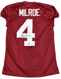 JALEN MILROE SIGNED ALABAMA CRIMSON TIDE #4 GAME CUT JERSEY BECKETT