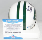 VINNY TESTAVERDE & WAYNE CHREBET SIGNED NEW YORK JETS MINI HELMET BECKETT