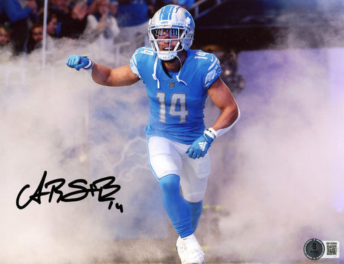 AMON-RA ST BROWN AUTOGRAPHED DETROIT LIONS SMOKE 8x10 PHOTO BECKETT
