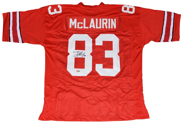 TERRY McLAURIN AUTOGRAPHED OHIO STATE BUCKEYES #83 RED JERSEY BECKETT