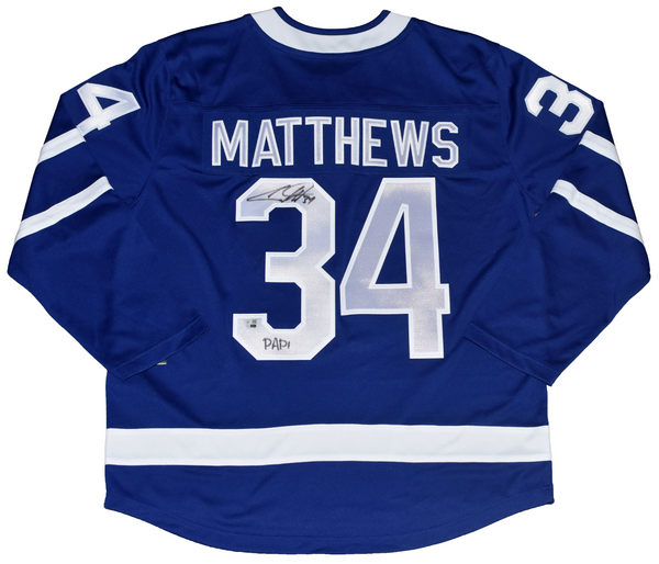 AUSTON MATTHEWS SIGNED TORONTO MAPLE LEAFS #34 BLUE JERSEY W/ PAPI INSC