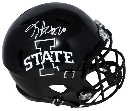 BREECE HALL AUTOGRAPHED IOWA STATE CYCLONES BLACK FULL SIZE SPEED HELMET BECKETT