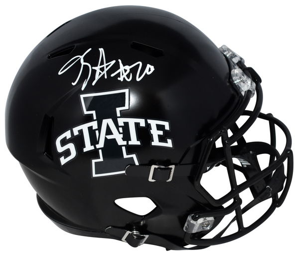 BREECE HALL AUTOGRAPHED IOWA STATE CYCLONES BLACK FULL SIZE SPEED HELMET BECKETT