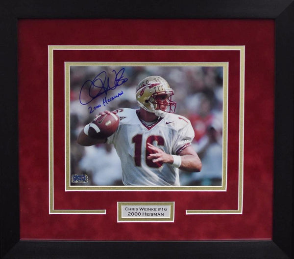 CHRIS WEINKE SIGNED FLORIDA STATE SEMINOLES 8x10 FRAMED PHOTO W/ 2000 HEISMAN