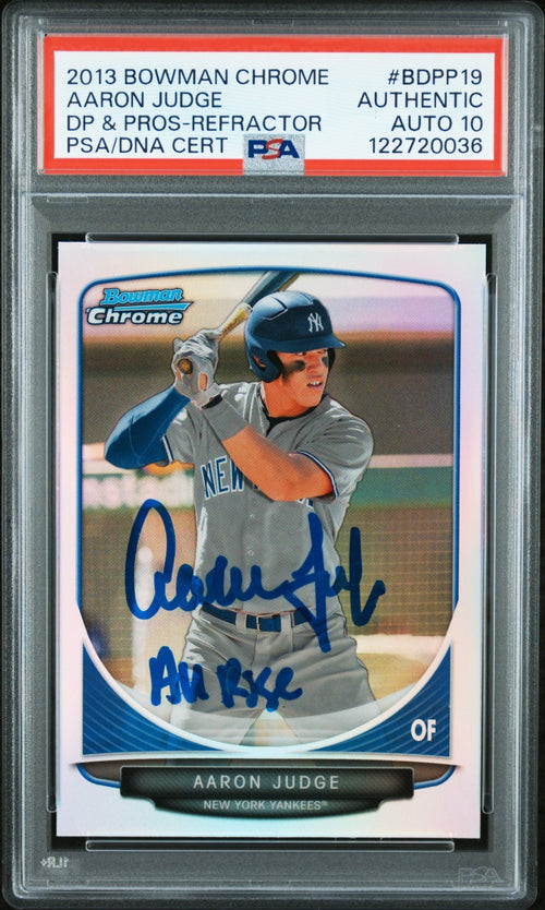 AARON JUDGE SIGNED 2013 1st BOWMAN CHROME REFRACTOR RC PSA AUTO 10 W/ ALL RISE