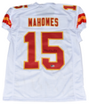 KANSAS CITY CHIEFS PATRICK MAHOMES AUTOGRAPHED #15 WHITE GAME CUT JERSEY BECKETT