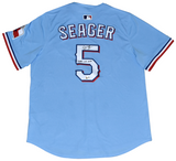 COREY SEAGER SIGNED TEXAS RANGERS #5 BLUE NIKE LIMITED JERSEY W/ 2023 WS MVP