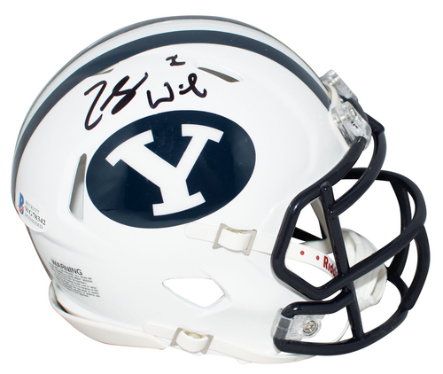ZACH WILSON AUTOGRAPHED SIGNED BYU COUGARS SPEED MINI HELMET BECKETT