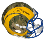 ISAAC BRUCE AUTOGRAPHED LOS ANGELES ST LOUIS RAMS CAMO FULL SIZE SPEED HELMET