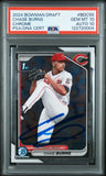 CHASE BURNS SIGNED 2024 BOWMAN CHROME 1ST ROOKIE RC GEM MINT PSA 10 AUTO 10
