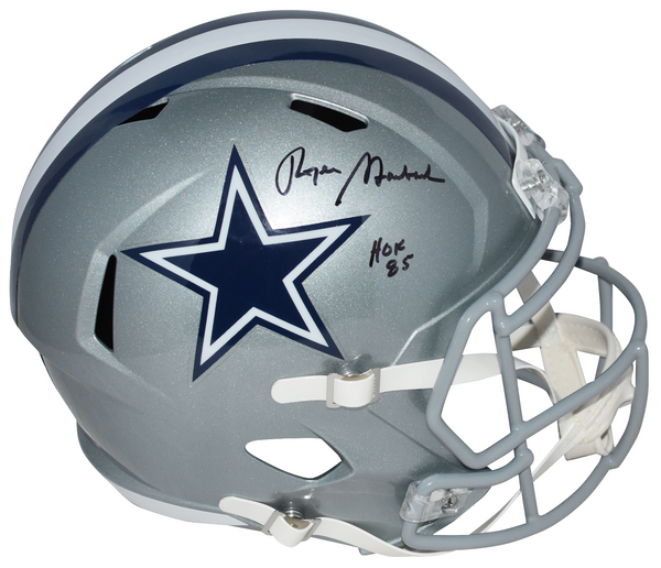 ROGER STAUBACH AUTOGRAPHED DALLAS COWBOYS FULL SIZE SPEED HELMET W/ HOF 85