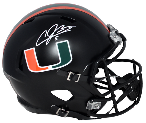 ANDRE JOHNSON AUTOGRAPHED MIAMI HURRICANES BLACK FULL SIZE SPEED HELMET JSA