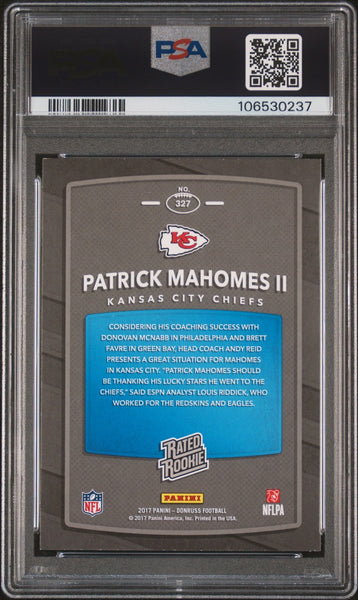 PATRICK MAHOMES SIGNED AUTO 2017 PANINI DONRUSS RATED ROOKIE #327 PSA AUTHENTIC